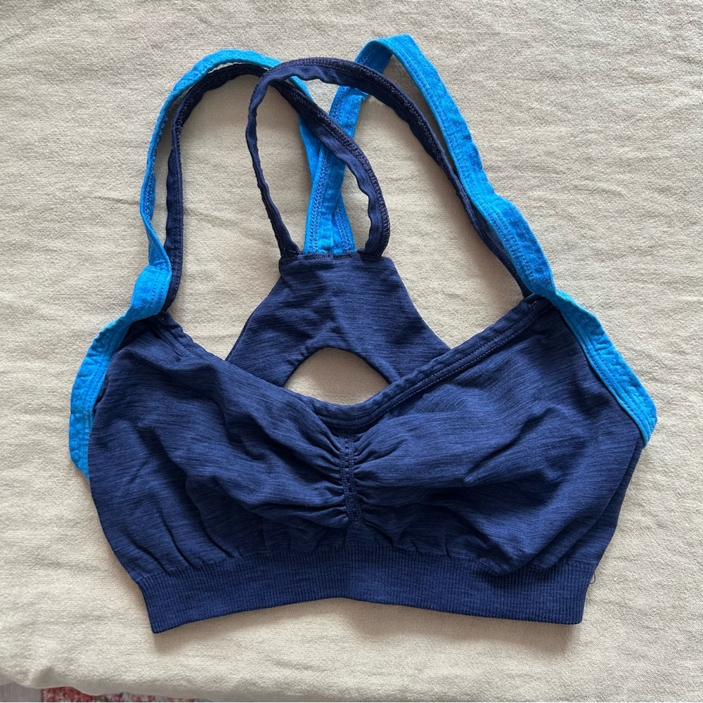Athleta Criss Cross Multi Blue Sports Bra